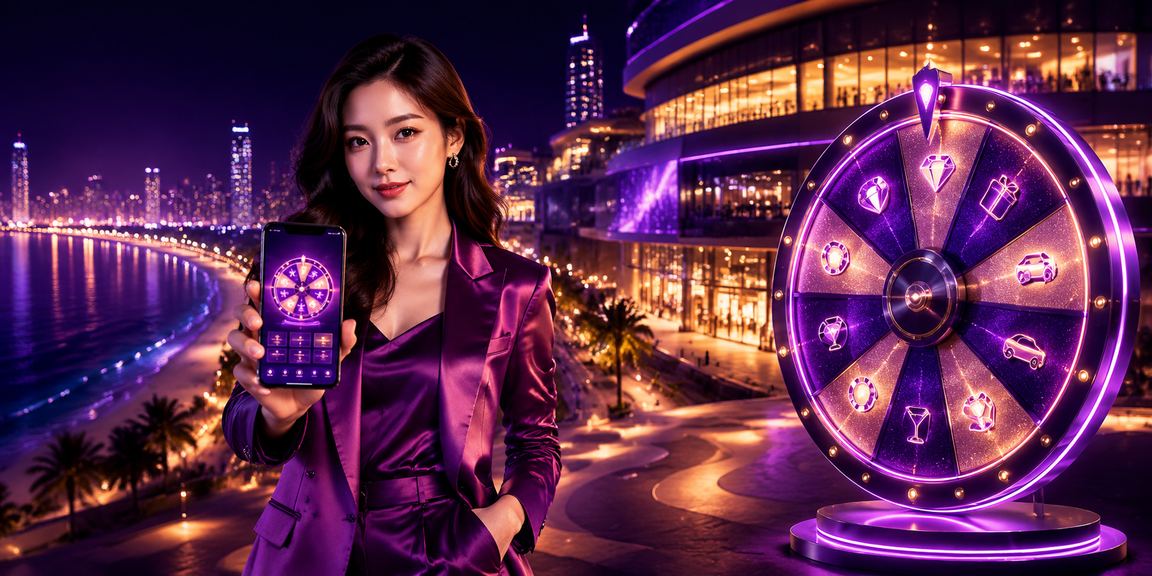 Màn hình roulette neon sáng rực tại Nha Trang gợi không khí thể thao và casino sôi động